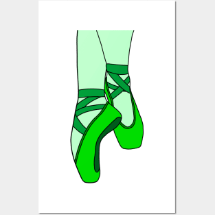 Green pointe shoes Posters and Art